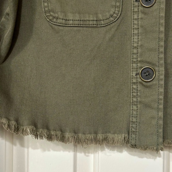 Army Green Crop Jacket with Appliqué Back - Picture 3 of 7